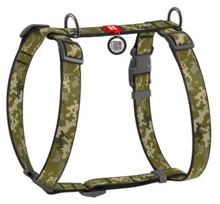 Collar WauDog Nylon Szelki nylonowe anatomiczne w kształcie litery H, z QR-paszportem, plastikowy fastex, wzór MILITARY, rozmiar